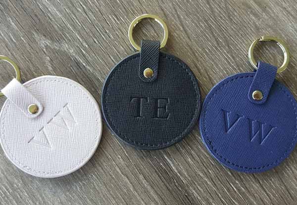 Monogrammed Leather Keyring - Option for Monogrammed Leather Pouch