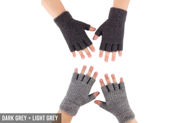 Knitted Fingerless Gloves - Four Colours & Option for Two-Pack Available