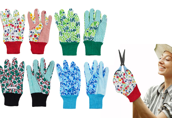 Four Pairs of Floral Gardening Gloves - Option for Eight Pairs