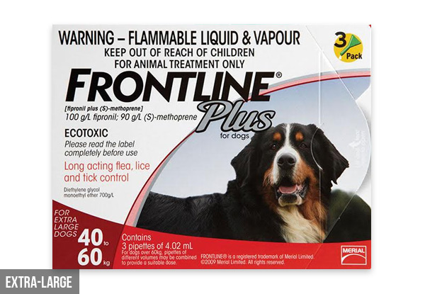 Six-Pack of Frontline Cat or Dog Flea Treatment - Option for Small, Medium, Large or Extra-Large Dog Treatment