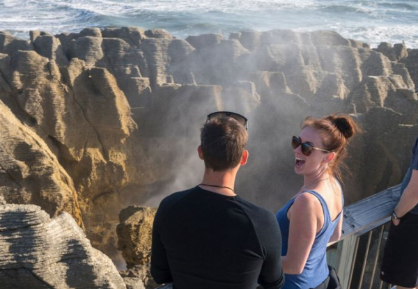 One-Night TranzAlpine 'Heart of the West Coast' Experience for Two People incl. Return Train & Accommodation - Option for Two-Night & to incl. Shanty Town Experience or Guided Punakaiki Blowholes Tour