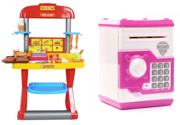 Kid's Fast Food Restaurant Play Set or Electronic Locker Money Safe - North Island Only
