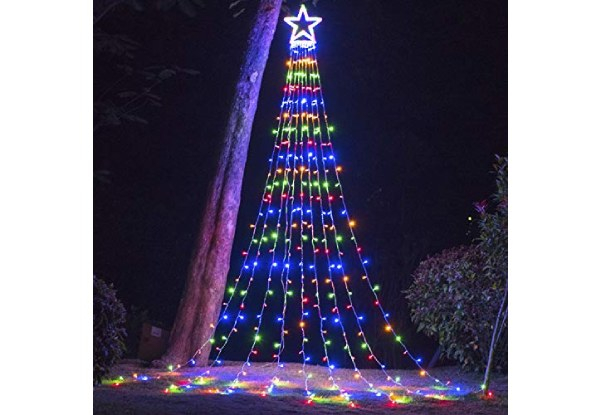 Nine Strings & Eight Lighting Modes Solar-Powered Christmas Waterfall Colourful Lights
