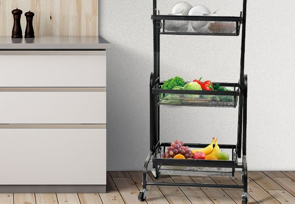 Levede Three-Tier Kitchen Trolley Cart Shelf Rack