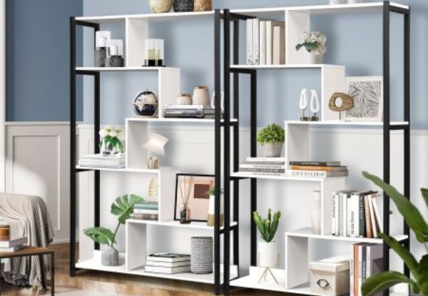 LUXSUITE Six-Tier Wooden Bookshelf