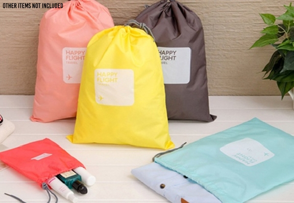 Four-Piece Travel Drawstring Storage Bag Set - Five Colours Available