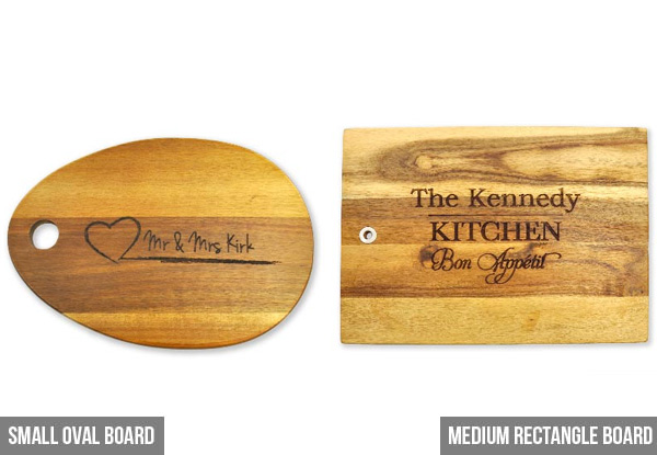 Personalised Cutting Board  - Options for Four Sizes & Twelve Styles Available with Free Metro Delivery