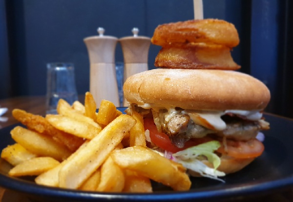 Two Premium Burgers incl. Chips or Salad, Two Monteith's Beers or Dusky Sounds Wines for Two People - Option for Four People