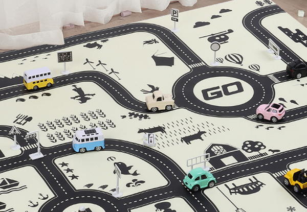 27-Piece Kids Car Road Theme Play Mat Set