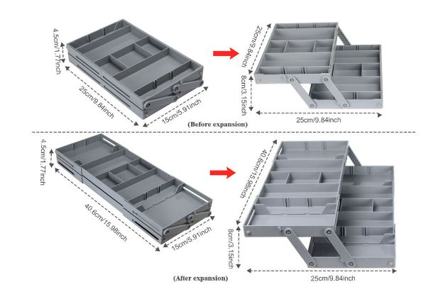 Two-Tier Smart Collapsible Drawer Organiser