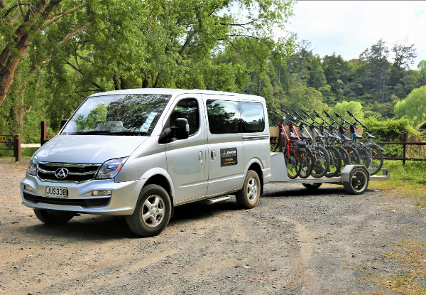 Weekday Hauraki Rail Trail Bike Package incl. Full Day E-Bike Hire, Pannier, Helmet & Shuttle for One Person - Option For Weekend Trail or Two People