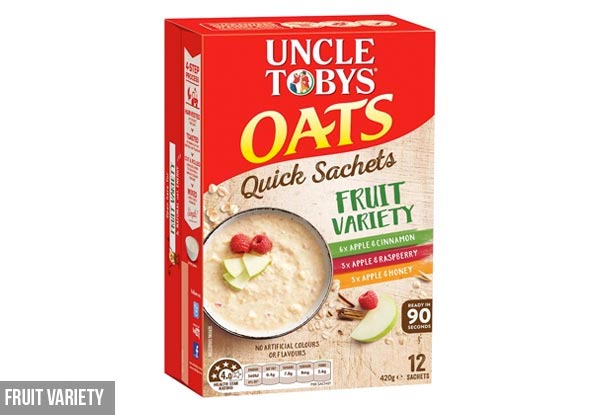 60 Sachets of Uncle Tobys Oats Available in Three Variety Flavours - Free Auckland Urban Delivery Only