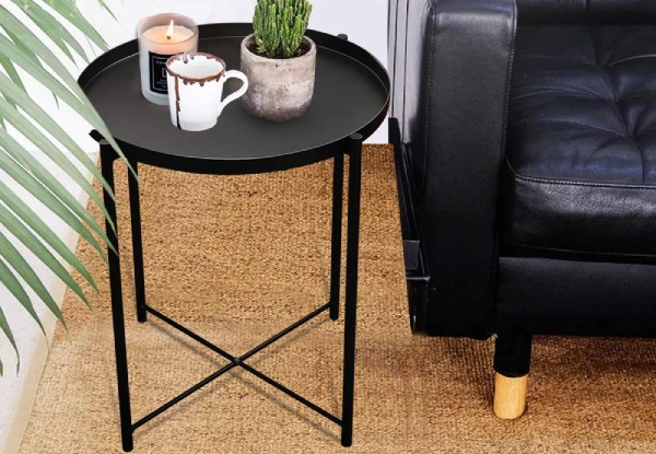 Minimalist Metal Round Side Table - Two Colours Available