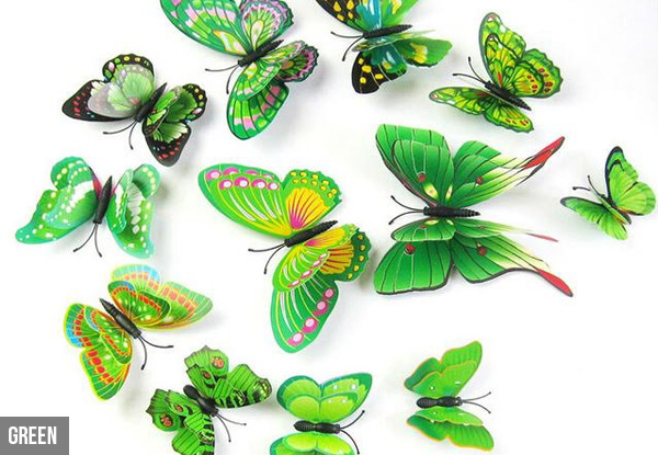 12-Piece Butterfly Decal Set - Available in Eight Colours