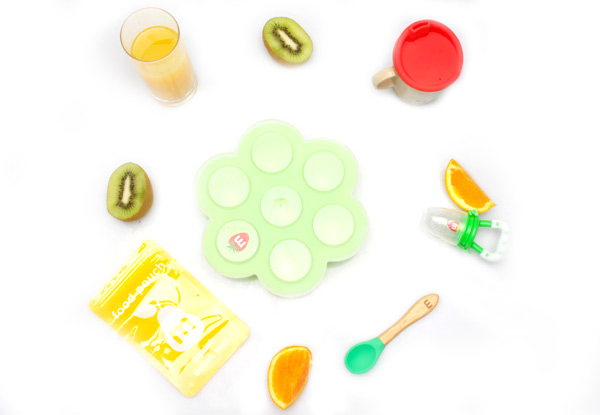 Waste-Free Baby Starter Kit incl. Tray, Feeder, Spoon, Cup, Baby Food Recipe E-Book & Food Pouch
