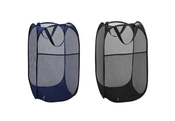 Mesh Pop-Up Laundry Basket with Handle