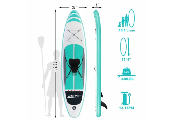 Two-in-One Genki SUP Paddle Board - Two Colours Available & Option with Seat