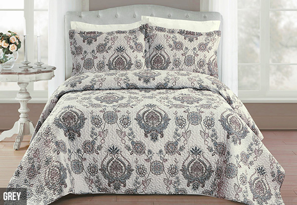 Patterned Bedspread - Three Colours & Two Sizes Available