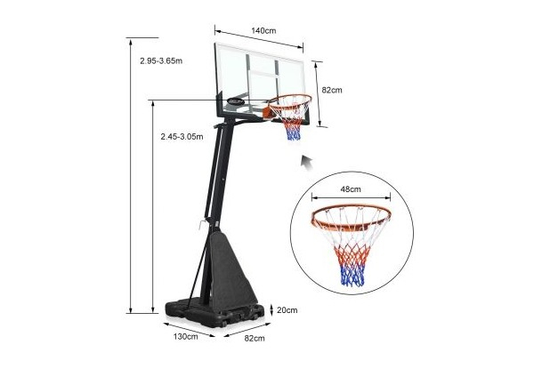 Genki 2.45m-3.05m Adjustable Basketball Hoop Stand with Scoreboard