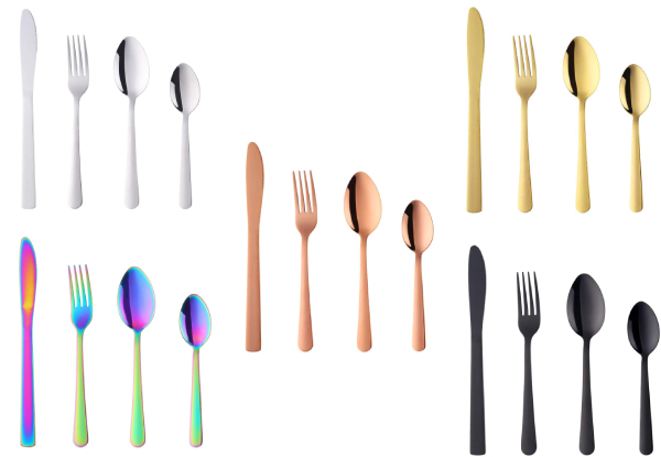 24-Piece Stainless Steel Cutlery Set - Five Colours Available
