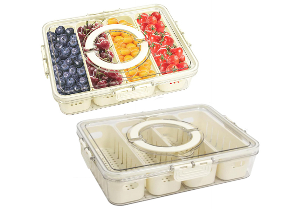 Four-Compartment Divided Serving Tray with Lid - Option for Two