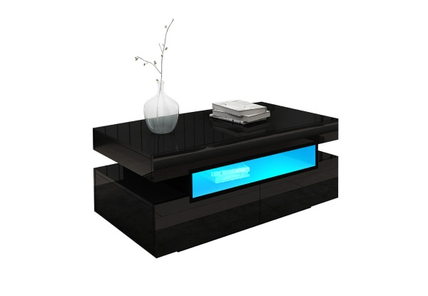 Four-Drawer LED Coffee Table with Shelves - Two Colours Available