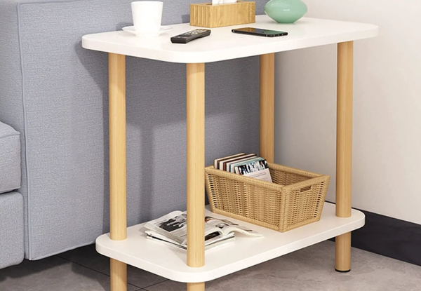 Two-Tier Rectangle Wooden Side Table - Available in Two Colours