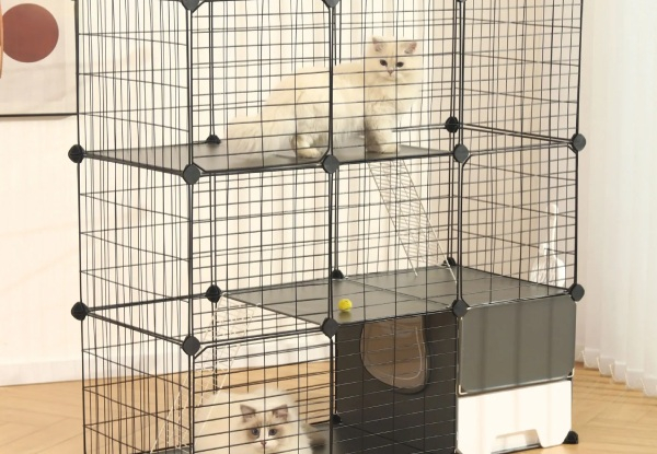 Three-Tier Petscene DIY Pet Large Enclosure Cage with Litter Box