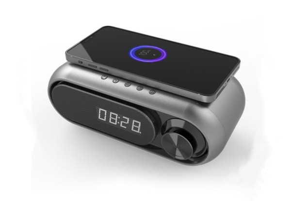USB Wireless Charger with Built-In Clock & Speaker