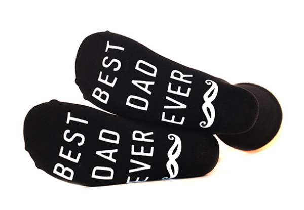 Best Dad Ever Print Novelty Fun Cotton Blend Comfortable Crew Socks