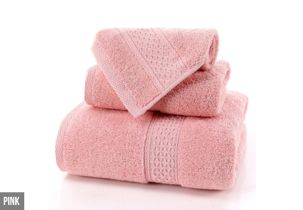 Three-Piece Set of Thick Cotton Towels - Eight Colours Available