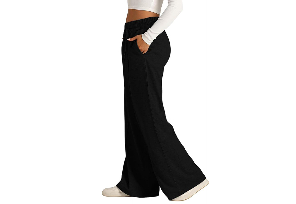 Women's Wide Leg Sweatpants with Pockets - Available in Four Colours & Five Sizes