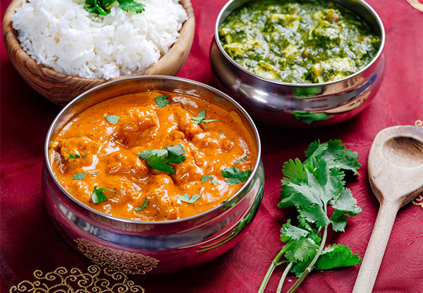 Any Two Curries incl. Rice, Naan, Poppadoms & Two Desserts - Valid Seven Days a Week for Lunch or Dinner