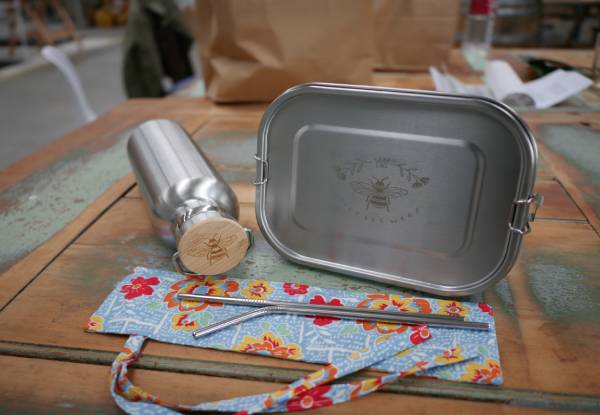 LilyBee Lunch Bundle incl. Drink Bottle, Lunch Box & Reuseable Straw Set