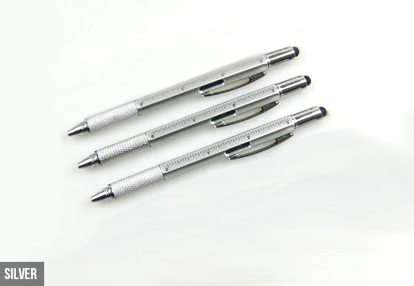 Three-Pack of Multi-Functional Pens with Screwdriver, Level & Ruler