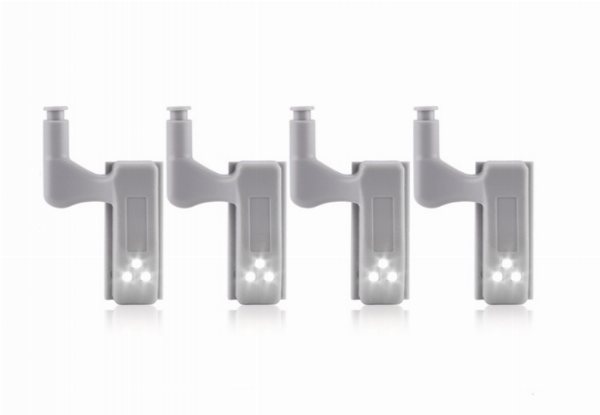 Four-Pack of Cabinet Wardrobe Hinge  - Options for with Battery Light & Warm or White Light