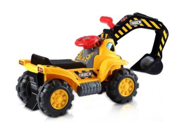 Kids Excavator Ride on Digger with Toy Stones & Safety Helmet