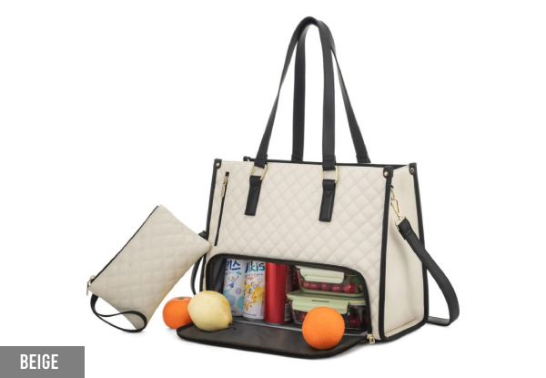 Tote Bag with Insulated Lunch Compartmentand Handbag - Available in Seven Colours