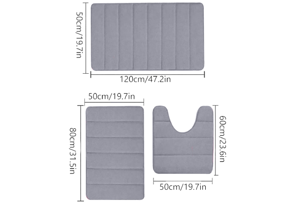 Three-Piece Bathroom Mat Toilet Rugs - Five Colours Available