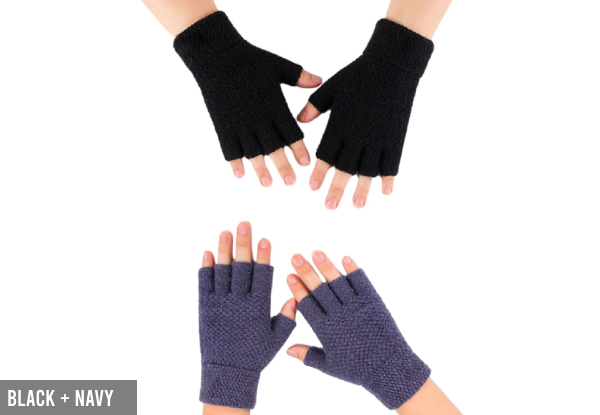 Knitted Fingerless Gloves - Four Colours & Option for Two-Pack Available