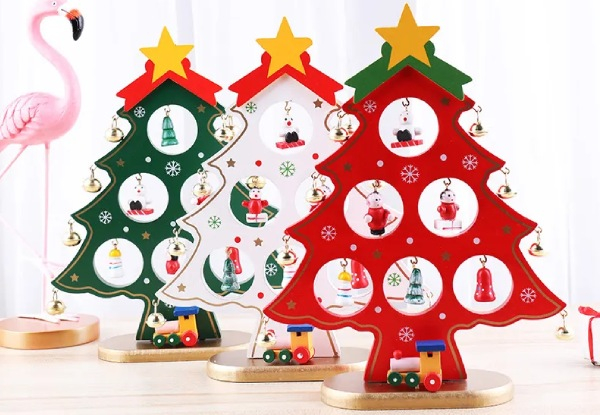 Mini Wooden Tabletop Christmas Tree Decor - Three Colours Available