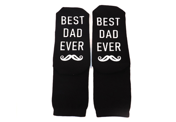 Best Dad Ever Print Novelty Fun Cotton Blend Comfortable Crew Socks