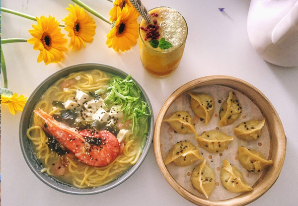 Shared Asian Dining for Two incl. a Noodle & Dumpling Dish to Share & a Smoothie or Any Two Teas - Options for Four or Six People