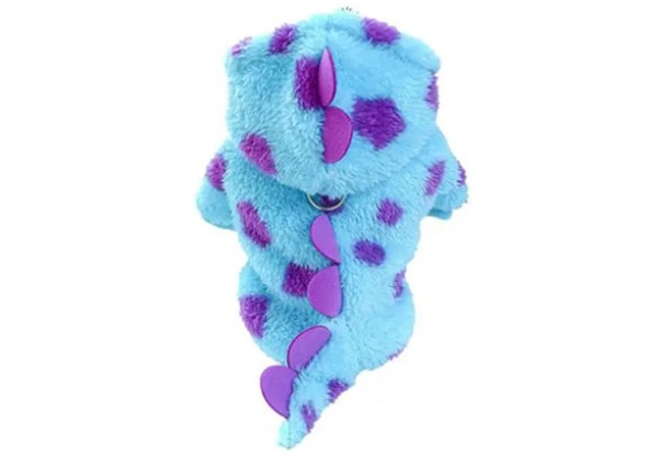 Thickened Blue Dinosaur Hooded Coat with Drawstring Buckle for Dogs - Five Sizes Available