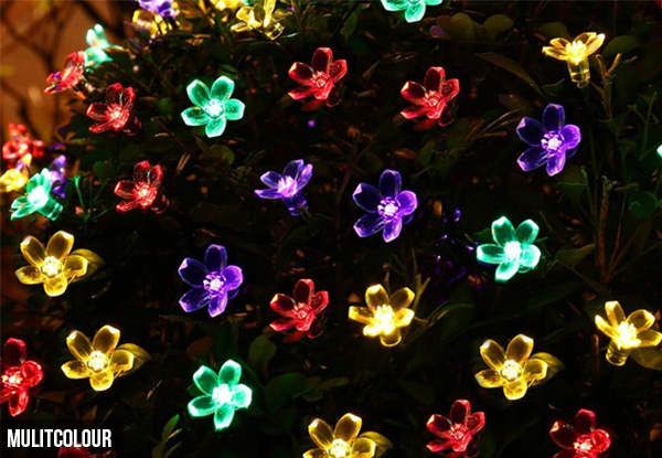 Seven-Metre Cherry Blossom Solar String Lights - Seven Colours Available