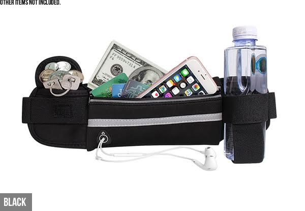 Sports Waist Bag with Water Bottle Holder - Four Colours Available