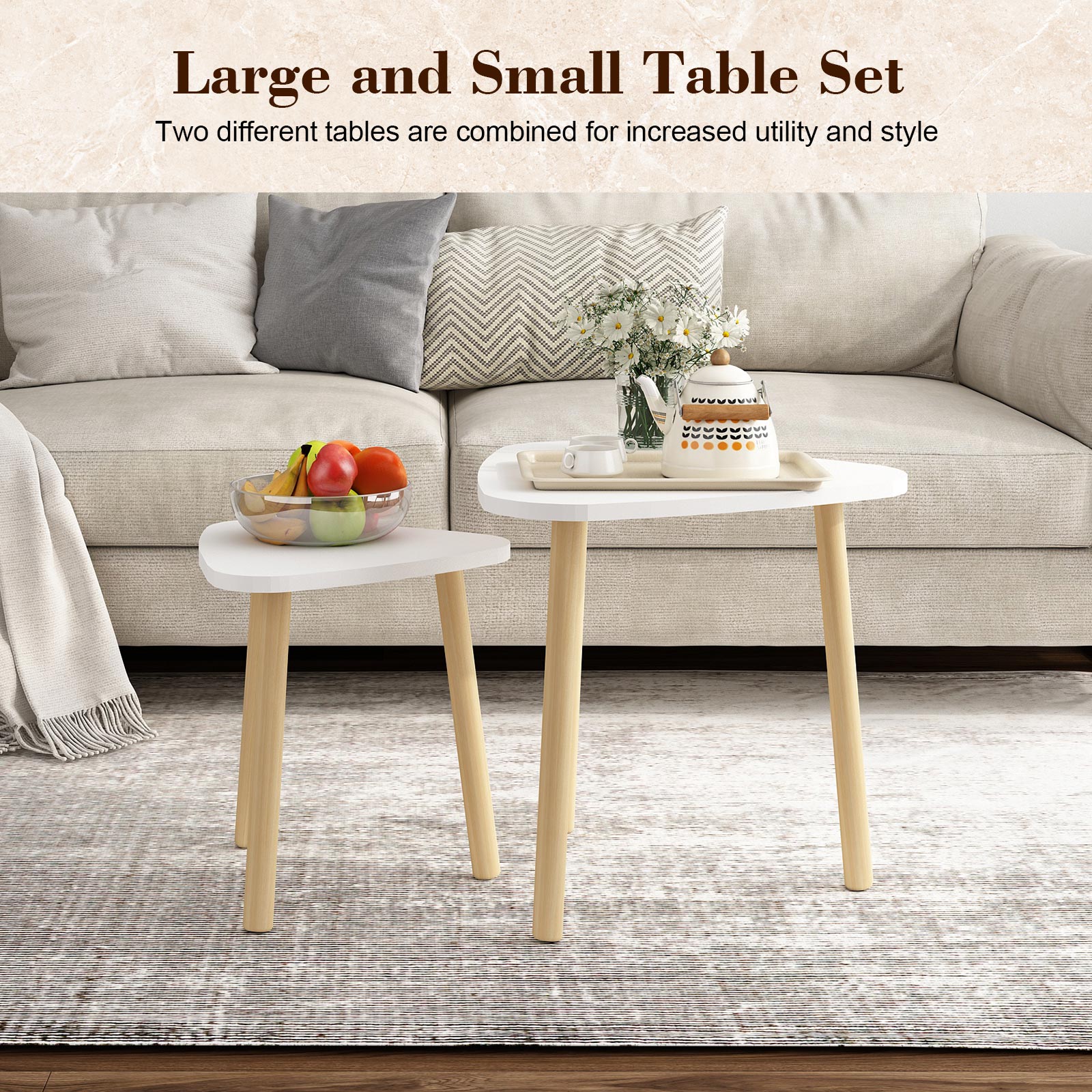 Two-Piece Wooden Coffee Table Set