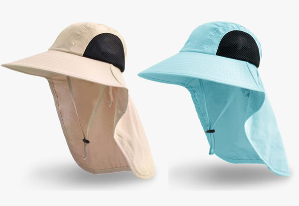 Wide Brim Sun Hat with Large Neck Flap - Nine Colours Available