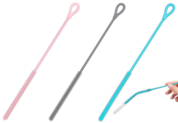 Two-Piece Silicone Straw Cleaner Brush - Available in Three Colours