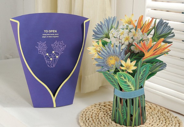 3D Pop-up Paper Flower Bouquet - Available in Six Styles & Options for Two-Pack